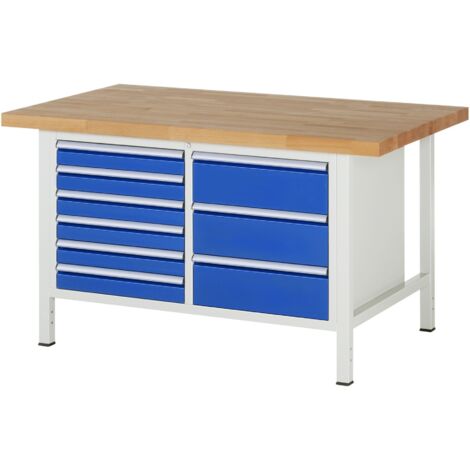 Rau Werkbank höhenverstellbar 8479A2, B1500xT900xH840-1040mm, 8x Schublade-TA