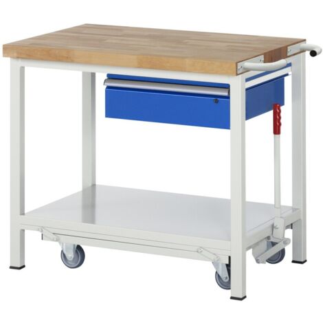 Rau Werkbank mit absenkbarem Fahrgestell Modell 8001 B 1000 x T 700 x H 880mm