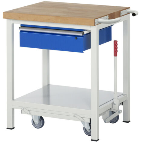 Rau Werkbank mit absenkbarem Fahrgestell Modell 8001 B 750 x T 700 x H 880mm
