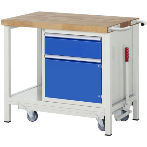 Rau Werkbank mit absenkbarem Fahrgestell Modell 8152 B 1000 x T 700 x H 880mm