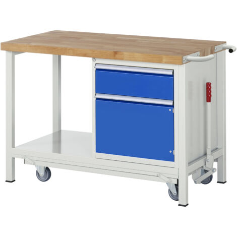 Rau Werkbank mit absenkbarem Fahrgestell Modell 8152 B 1250 x T 700 x H 880mm