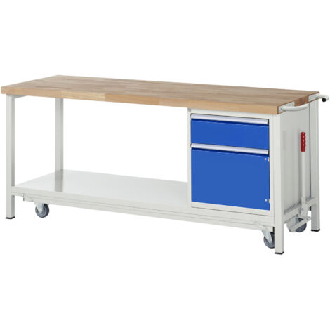 Rau Werkbank mit absenkbarem Fahrgestell Modell 8152 B 2000 x T 700 x H 880mm