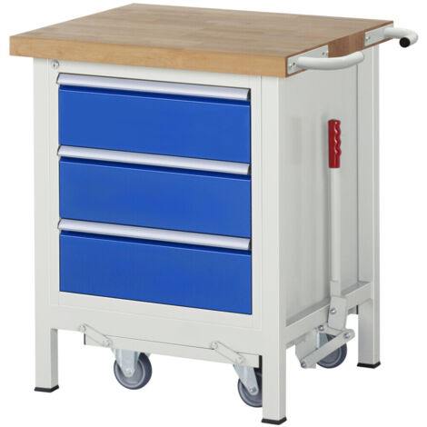 Rau Werkbank mit absenkbarem Fahrgestell Modell 8157 B 750 x T 700 x H 880mm