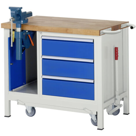 Rau Werkbank mit absenkbarem Fahrgestell Modell 8183 B 1000 x T 700 x H 880mm