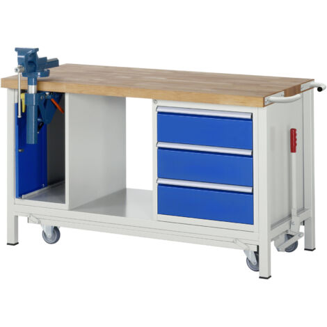 Rau Werkbank mit absenkbarem Fahrgestell Modell 8183 B 1500 x T 700 x H 880mm