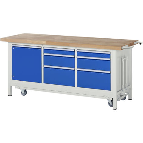 Rau Werkbank mit absenkbarem Fahrgestell Modell 8570 B 2000 x T 700 x H 880mm