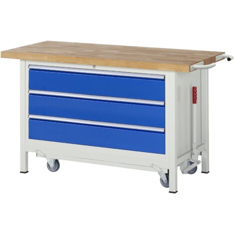 Rau Werkbank mit Fahrgestell 8357, B1500xT700xH880mm, 3x Schublade-TA