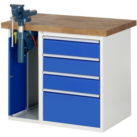 Rau Werkbank Modell 7510 mit 4 Schubladen und Schrank BxTxH 1000x700x840mm