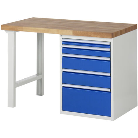 Rau Werkbank Modell 7511 mit 5 Schubladen BxTxH 1250x900x840mm
