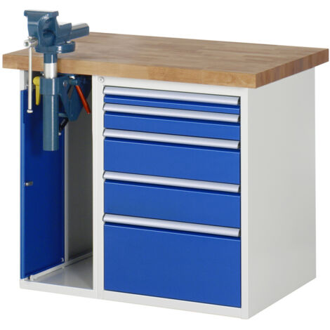 Rau Werkbank Modell 7511 mit 5 Schubladen und Schrank BxTxH 1000x900x840mm