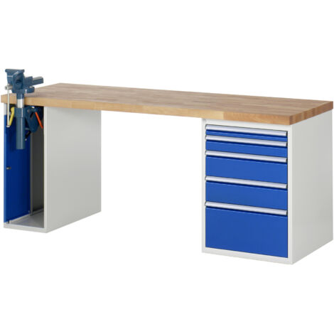Rau Werkbank Modell 7511 mit 5 Schubladen und Schrank BxTxH 2000x900x840mm