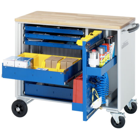 Rau Werkzeugwagen mit 5 Schubladen & Lochwandauszug Buche BxTxH 1025x520x890mm