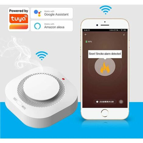 Rauchmelder für zu Hause, Tuya, intelligenter WiFi-Rauchmelder, Tuya-Feueralarm