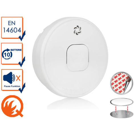 Rauchmelder mit 10 Jahres Batterie - Q Label, Magnethalter, Ø 10cm