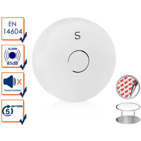 Rauchmelder mit 5 Jahres Batterie, 85dB Alarmton & Magnethalter
