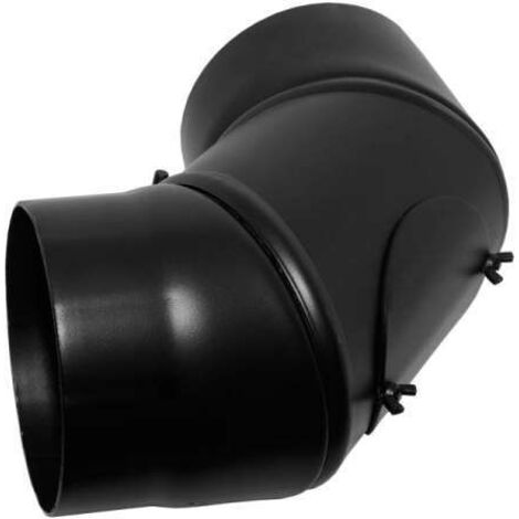Rauchrohr Bogen schwarz, 90 Grad Abgasrohr Ofenrohr DN 150, mit Tür, drehbar