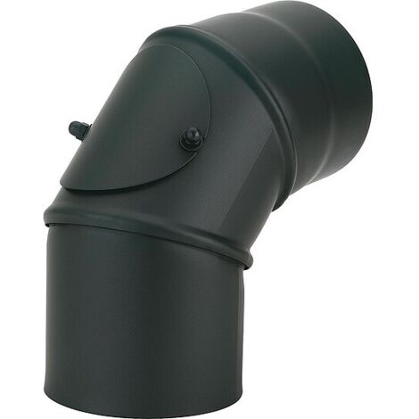 Rauchrohrbogen Ø 150 mm mit Reinigungstür, 0-90°, lackiert, schwarz