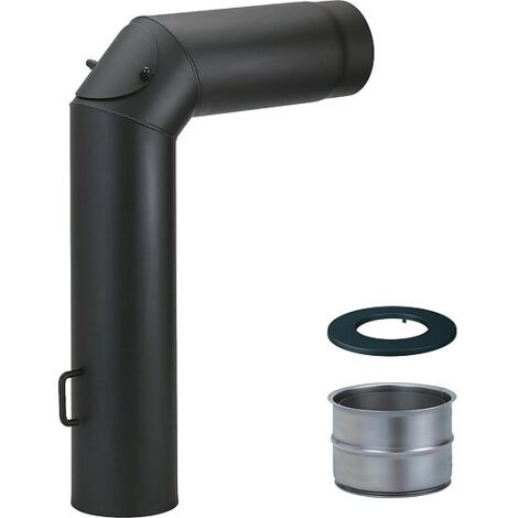 Rauchrohrset Ø 150 mm, inkl. Drosselklappe, DWF und Rosette, gussgrau