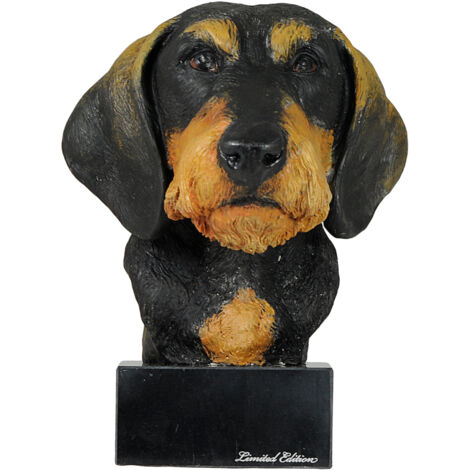 Rauhaardackel - bemalte Statuette, Figur, von einem Künstler gemacht, Marke Art-Dog