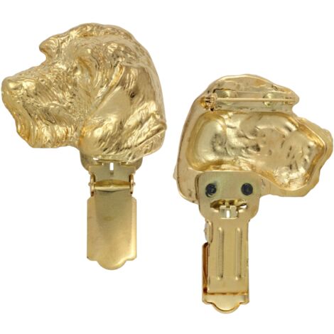 Rauhaardackel - Brosche mit Clip, vergoldeter Startnummernträger, edles Badge für eine Hundeausstellung von Art-Dog
