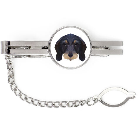 Rauhaardackel - geometrische Krawattenklammer mit Foto und Aufschrift Art-Dog