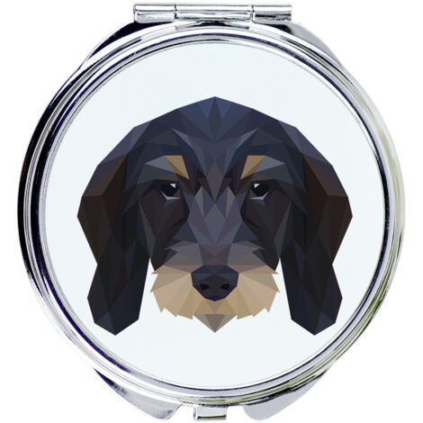 Rauhaardackel - Spiegel mit Foto und geometrischer Aufschrift von Art-Dog