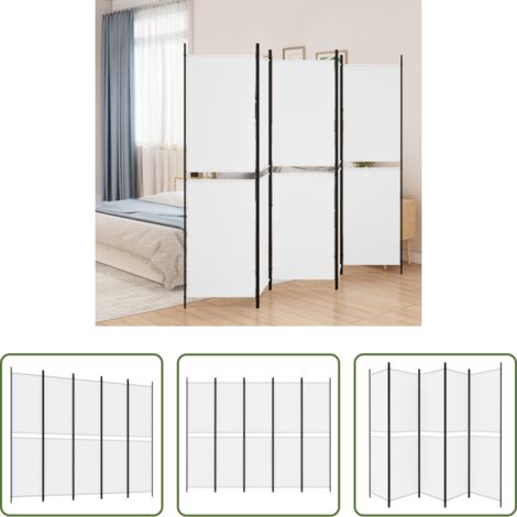 Raumteiler -  5-tlg. Paravent Weiß 250x200 cm Stoff