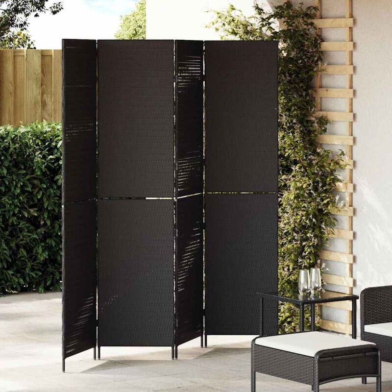 Raumteiler Schwarz 195 X 180 Cm Poly-rattan Vidaxl