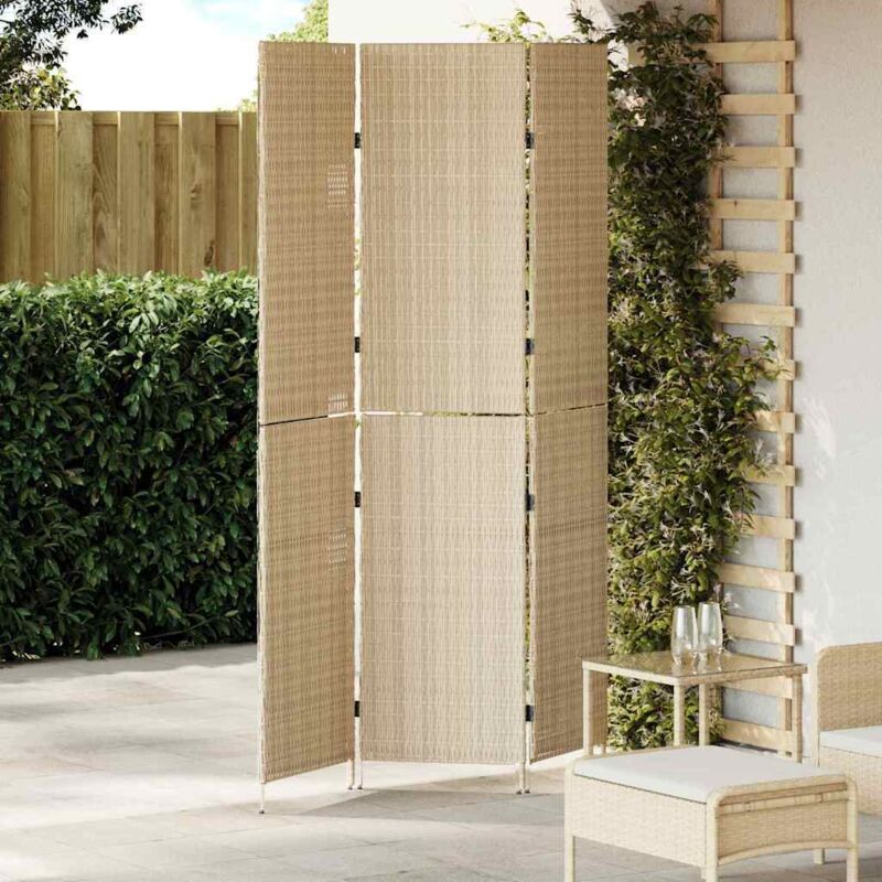 Raumteiler Falten Manuell Beige 147 X 180 Cm Poly-rattan Vidaxl