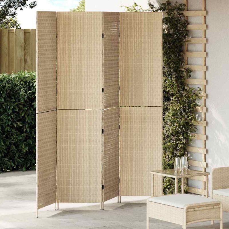Raumteiler Falten Manuell Beige 196 X 200 Cm Poly-rattan Vidaxl