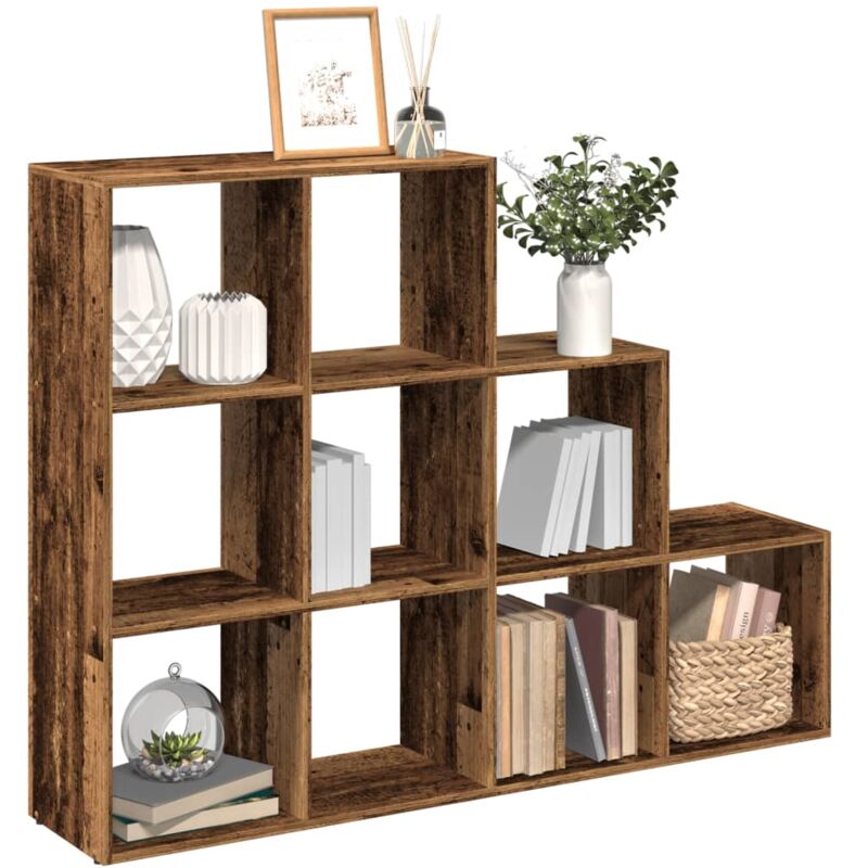 Vidaxl - Raumteiler-bücherregal 3 Stufen Altholz-optik 137, 5x29x103, 5 Cm