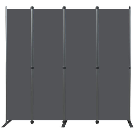 Raumteiler, groß, Paravent-Trennwand, 4-teilig, 2040 x 1800 m, Sichtschutz für den Innenbereich, freistehend, für Büro, Schlafzimmer, Wohnzimmer, Esszimmer, Arbeitszimmer - Grau