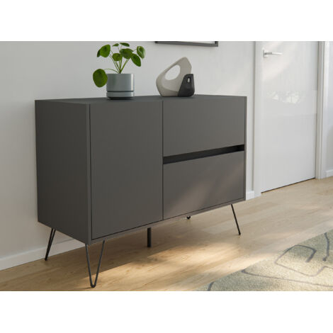 Raumwunder L Sideboard Kommode 100cm 2 SoftClose 1 Tür Grafit