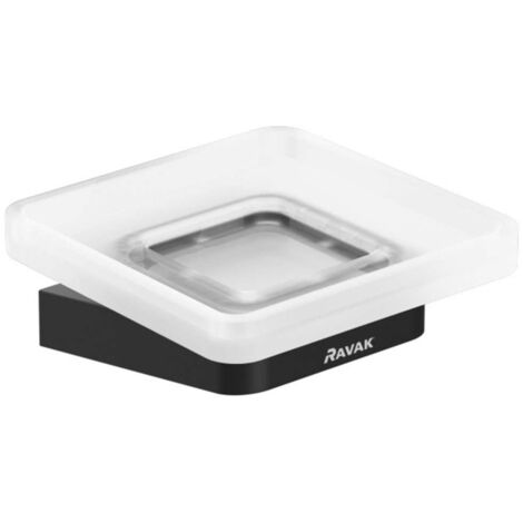 Ravak 10° - Distributore di sapone con supporto, nero/vetro X07P556