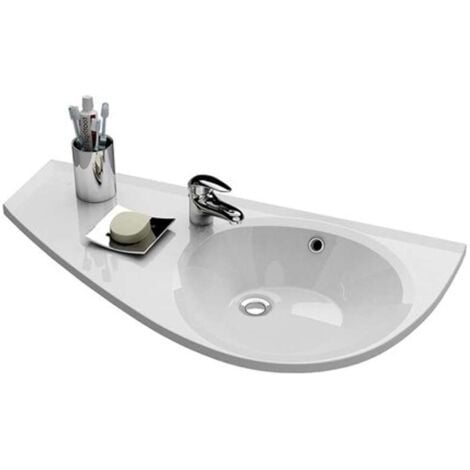Ravak Avocado - Lavabo 85x45 cm, con sfioratore, con foro per rubinetto, superficie di appoggio a sinistra, bianco XJ1L1100000