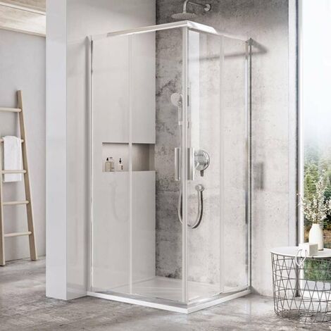 Ravak Blix - Box doccia Slim BLSRV2-90, 90x90 cm, acciaio inox lucido/vetro trasparente X1LM70C00Z1