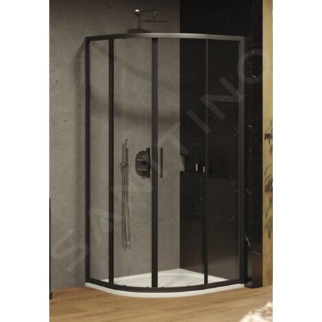 Ravak Blix - Cabine de douche quart de cercle, 900x900 mm, noir/verre clair X3BM70300Z1