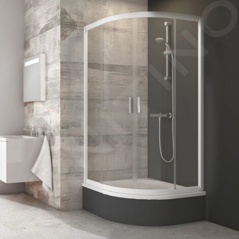 Ravak Blix - Cabine de douche quart de rond en 4 parties BLCP4-90 Sabina, 880-900 mm, blanc/verre clair 3B270140Z1