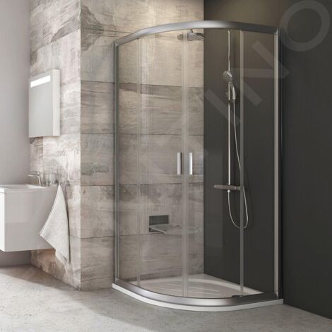 Ravak Blix - Cabine de douche quart de rond en quatre parties, 780-800 mm, verre satiné/clair 3B240U00Z1