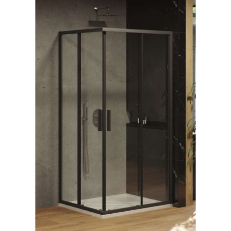 Ravak Blix - Duschabtrennung Slim BLSRV2-80, 80x80 cm, Schwarz/Klarglas X1LM40300Z1
