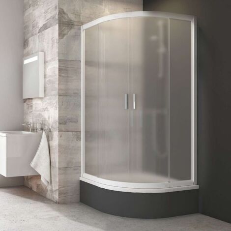 Ravak Blix - Mampara de ducha circular de cuatro partes BLCP4-90 Sabina, 88-90 cm, blanco/cristal Grape 3B270140ZG
