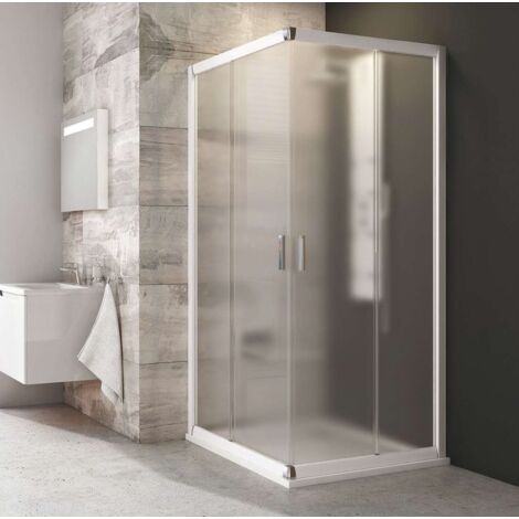Ravak Blix - Mampara de ducha cuádruple BLRV2-80, 78-80 cm, blanco/vidrio Grape 1LV40100ZG