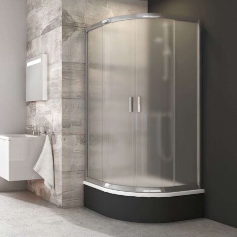 Ravak Blix - Mampara de ducha cuádruple redonda BLCP4-90 Sabina, 88-90 cm, aluminio brillante/cristal Grape 3B270C40ZG