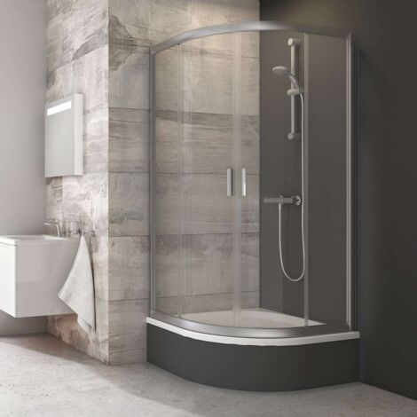 Ravak Blix - Mampara de ducha cuádruple redonda BLCP4-90 Sabina, 88-90 cm, cristal satinado/claro 3B270U40Z1