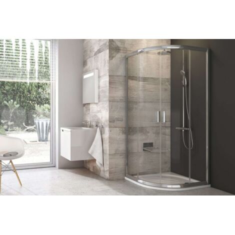Ravak Blix - Mampara de ducha redonda BLCP4-90, 88-90 cm, satinado/cristal transparente 3B270U00Z1