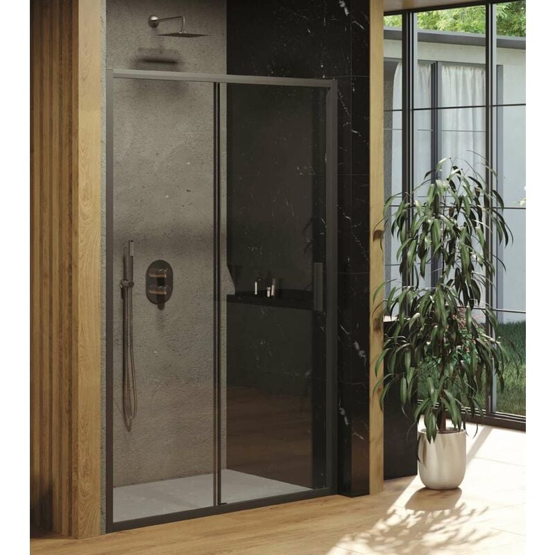 Blix - Porte de douche Slim BLSDP2-120, 118-121 cm, noir/verre transparent X0PMG0300Z1 - Ravak