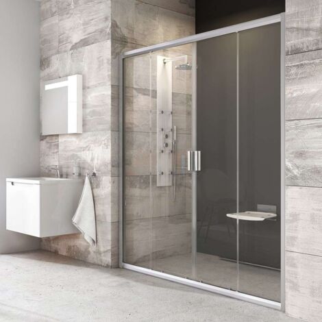 Ravak Blix - Puerta de ducha cuádruple BLDP4-140, 137-141 cm, cristal satinado/claro 0YVM0U00Z1