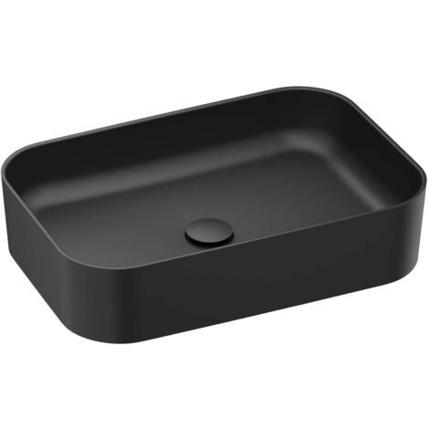Ravak Ceramic - Aufsatzwaschbecken 55x37 cm, ohne Überlauf, schwarz matt XJX0D155001