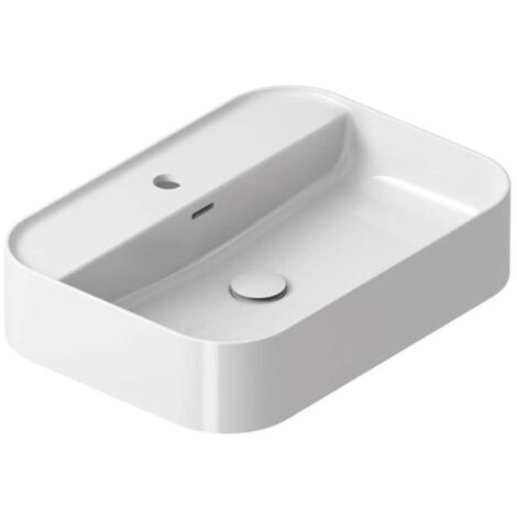 Ravak Ceramic - Lavabo da appoggio, 55x40 cm, con troppopieno, foro per rubinetto, bianco XJX01155005