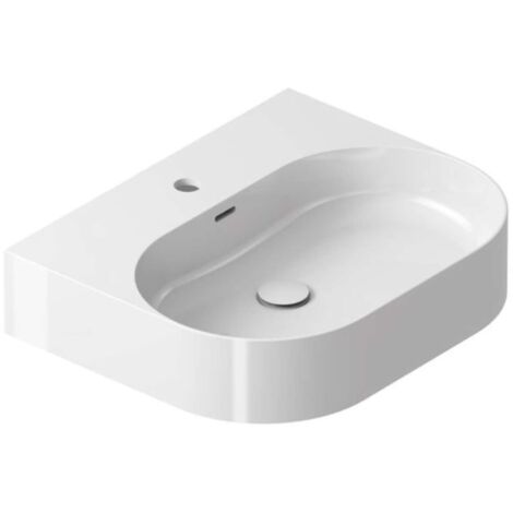 Ravak Ceramic - Lavabo da appoggio, 55x45 cm, con troppopieno, foro per rubinetto, bianco XJX01155004